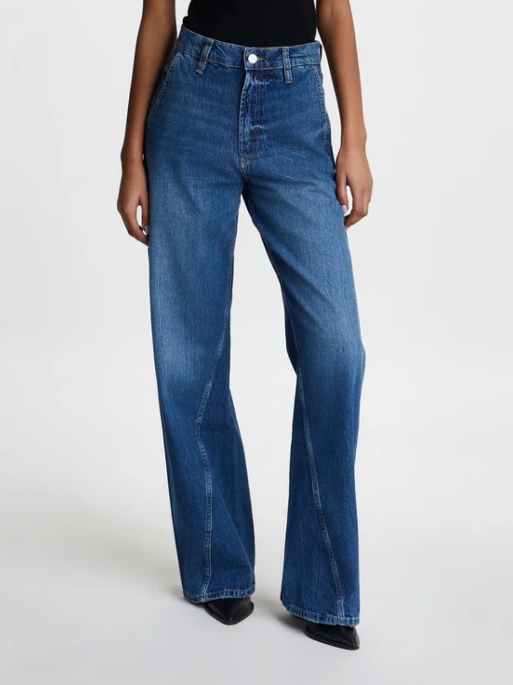 Anine Bing Briley Jean size 31 Arctic Blue NWT Wide Leg High Waist Cotton